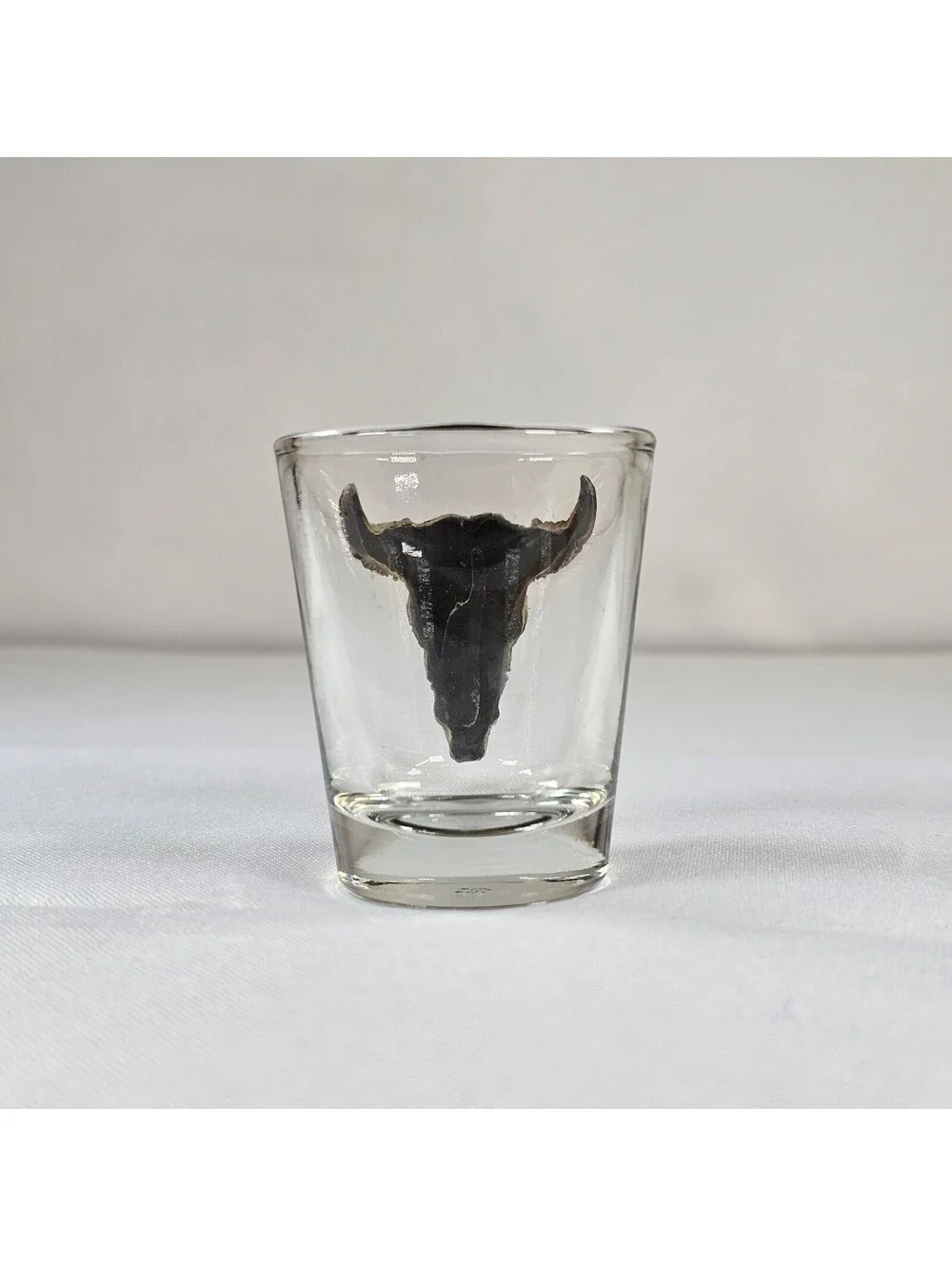 Southwestern Steer Skull Shot Glass 3D Resin Bull Head Clear Barware Decor